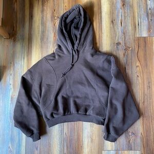 Cropped Brown Hoodie Sweatshirt - Women's Pullover